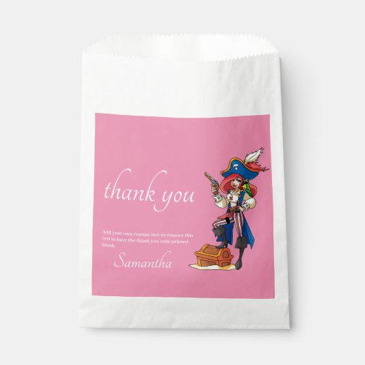 Sachets En Papier Pirate Merci-Dame rose (Devant)