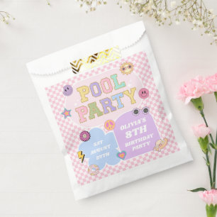 Sachets En Papier Piscine Party Preppy Varsity Patch Anniversaire