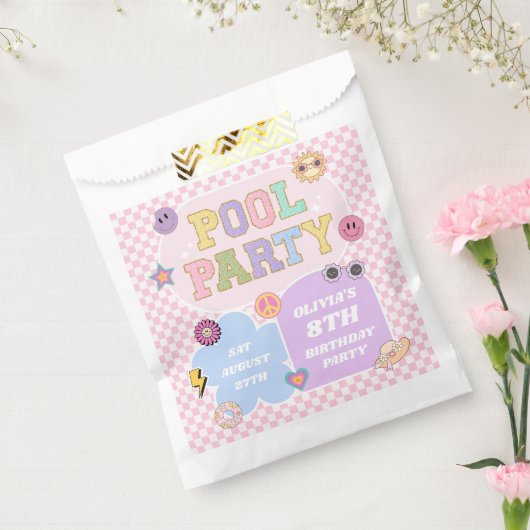 Sachets En Papier Piscine Party Preppy Varsity Patch Anniversaire (Scellé)