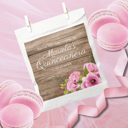 Sachets En Papier Pivoines Roses Rustiques Quinceañera