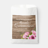 Sachets En Papier Pivoines Roses Rustiques Quinceañera (Devant)