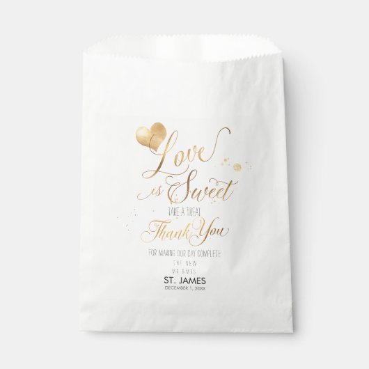 Sachets En Papier PixDezines LOVE IS SWEET+FAUX GOLD HEART (Devant)