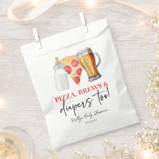 Sachets En Papier Pizza Brews et Diapers aussi ! Baby shower (Coupé)