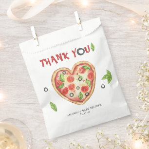 Sachets En Papier pizza cœur aquarelle baby shower MERCI