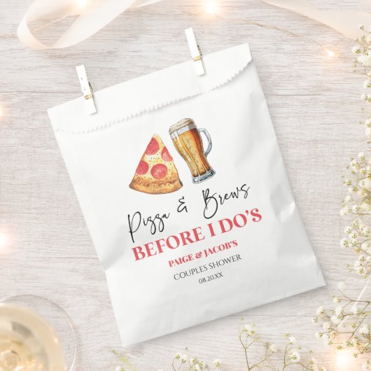 Sachets En Papier Pizza et bières avant la douche de couple de mes v (Coupé)