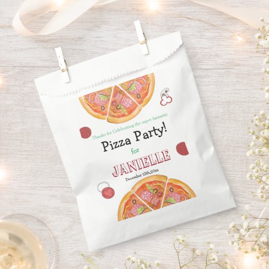Sachets En Papier Pizza Party, Pizza Birthday, tranche de plaisir (Coupé)