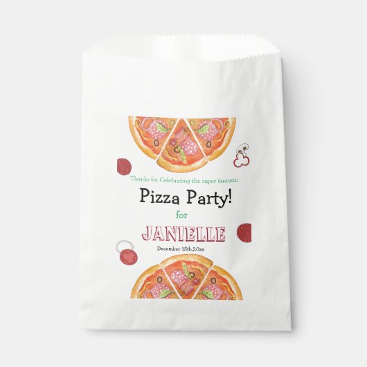 Sachets En Papier Pizza Party, Pizza Birthday, tranche de plaisir (Devant)