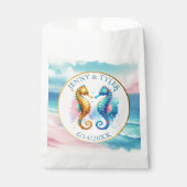 Sachets En Papier Plage de sable blanc rose, bleu et or (Devant)