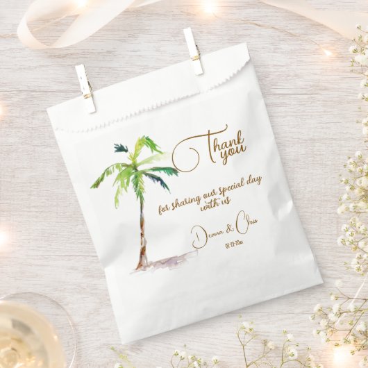 Sachets En Papier Plage Palm Trees Océan Mariage (Coupé)