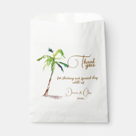 Sachets En Papier Plage Palm Trees Océan Mariage (Devant)