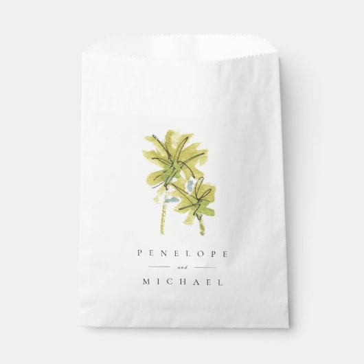 Sachets En Papier Plage Palm Trees Tropical Mariage Merci (Devant)