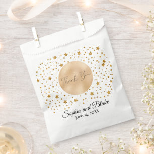 Sachets En Papier Pleine lune Starry Night Mariage blanc et or