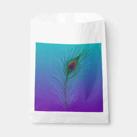 Sachets En Papier Plume de paon de turquoise à violet (Devant)