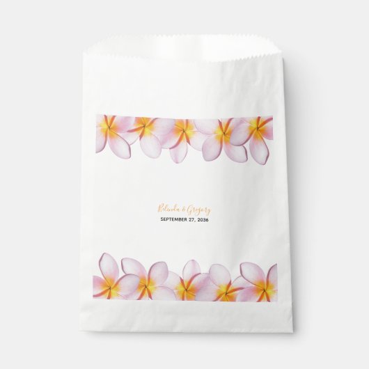 Sachets En Papier Plumeria rose Frangipani Mariage (Devant)