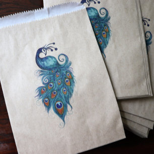 Sachets En Papier Plumes de paon Peacocks Turquoises