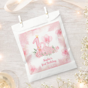 Sachets En Papier Plumes florales de cygne Rose Blanc fille 1er anni