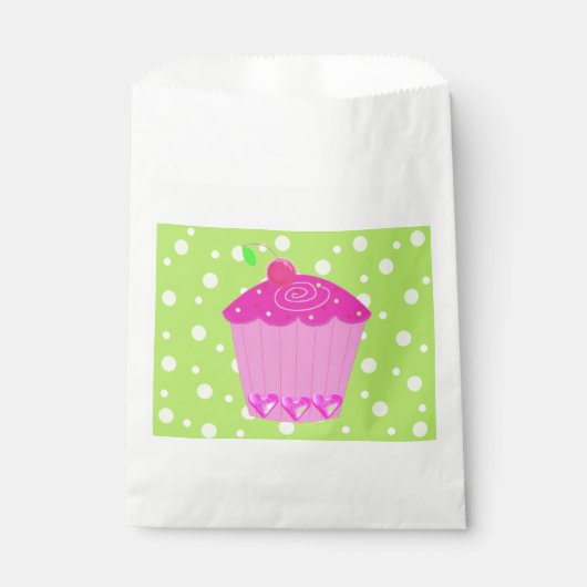 Sachets En Papier Points polka et Cupcake rose (Devant)