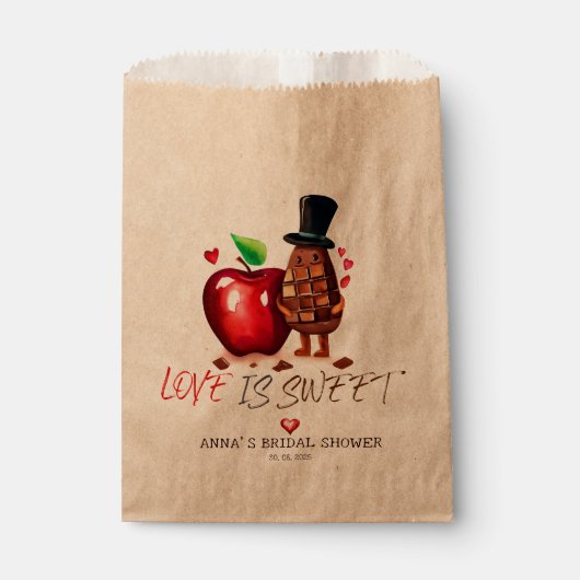 Sachets En Papier Pomme rouge et Fête des mariées à couple au chocol (Devant)