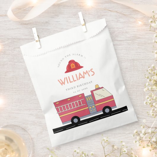 Sachets En Papier Pompier rouge Alarme Camion Fournitures d'annivers (Coupé)