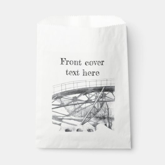 Sachets En Papier Pont antique. Dessin au crayon. (Devant)