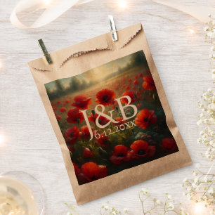 Sachets En Papier Poppies rouges Floral Mariage Personnalisé