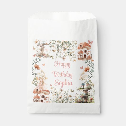 Sachets En Papier Premier anniversaire de la fille aux champignons d (Devant)