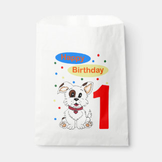 Sachets En Papier Premier anniversaire d'enfant Chiot mignon et conf