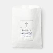 Sachets En Papier Première Communion Bleue et Argent (Devant)