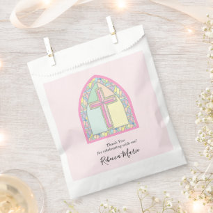 Sachets En Papier Première communion en verre rose