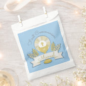 Sachets En Papier Première communion sainte bleue (Coupé)