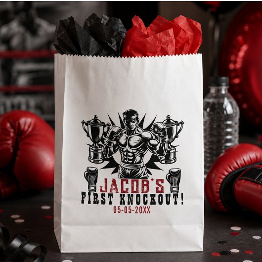 Sachets En Papier Première fête d'anniversaire de boxe Knockout