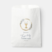 Première sainte communion | feuille bleue et fauss