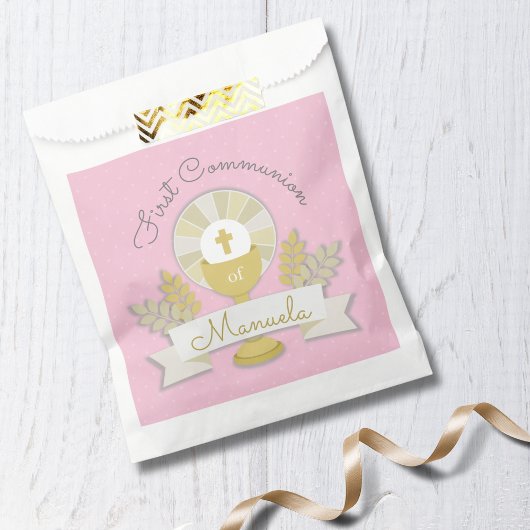Sachets En Papier Première sainte communion rose