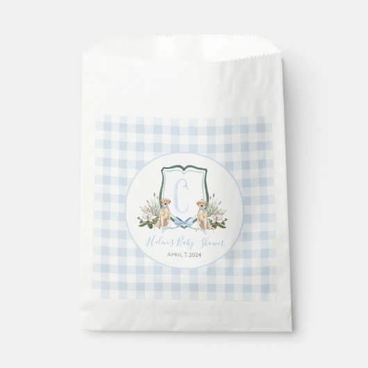 Sachets En Papier Preppy Southern Blue Boy Baby shower Chien (Devant)