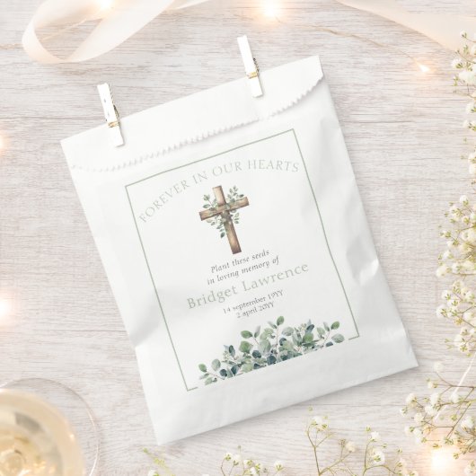 Sachets En Papier Pretty Eucalyptus Wooden Cross Funeral Seed Packet (Coupé)