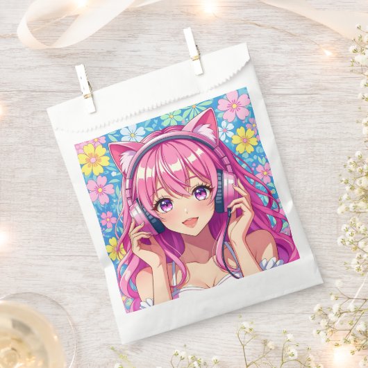 Sachets En Papier Pretty Pink Anime Girl's Birthday Party (Coupé)