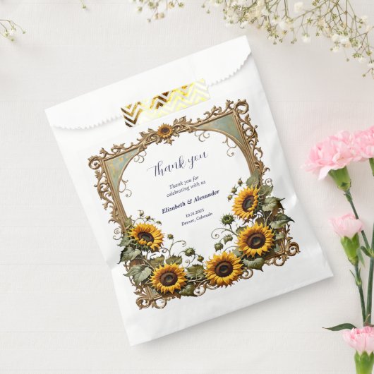 Sachets En Papier Pretty Yellow sunflower with art frame wedding (Scellé)
