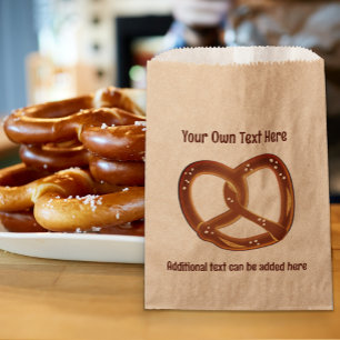 Sachets En Papier Pretzel - noeud de pain mou - 2 lignes texte perso