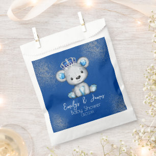 Sachets En Papier Prince de douche bébé ours bleu étincelant garçons