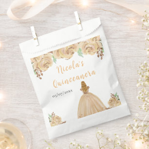 Sachets En Papier Princesse aux cheveux blonds Quinceanera floral Pe