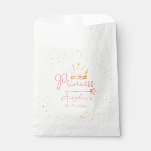 Sachets En Papier Princesse Crown Rose Petite fille Anniversaire (Devant)