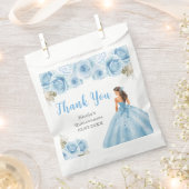 Sachets En Papier Princesse en Robe Bleue Quinceanera Merci (Coupé)