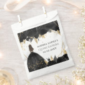 Sachets En Papier Princesse Florale d'or noir Quinceanera (Coupé)