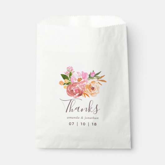 Sachets En Papier Printemps mariage aquarelle fleurs invités faveur (Devant)