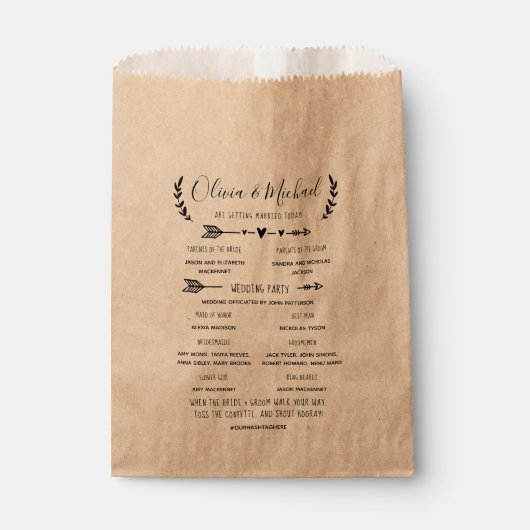Sachets En Papier Programme de mariage ordre des événements Confetti (Devant)
