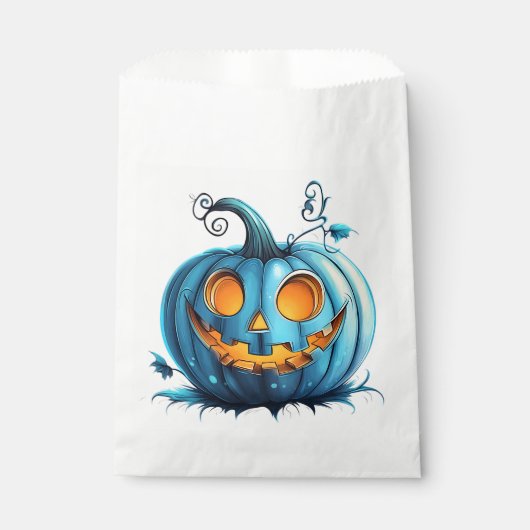Sachets En Papier Projet Citrouille turquoise (Devant)