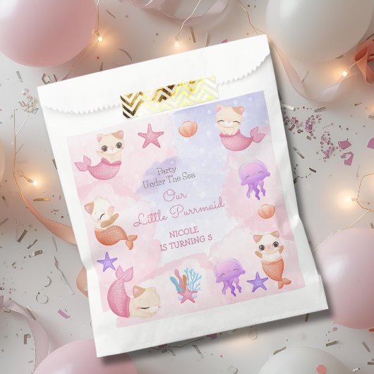 Sachets En Papier Purmaid chat sirène mignonne fille anniversaire