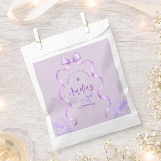 Sachets En Papier Purple Bow Birthday Any Age (Coupé)