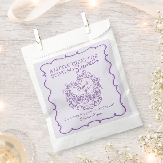 Sachets En Papier Purple Bow Retro Coquette gâteau Coquette Annivers (Coupé)