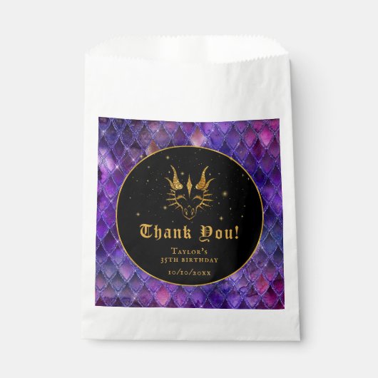 Sachets En Papier Purple Dragon Scales Or Anniversaire Merci (Devant)